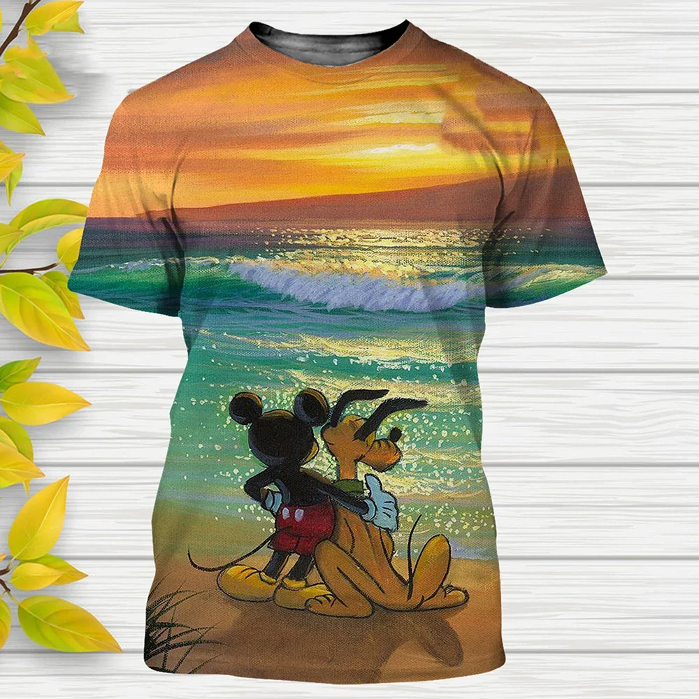 2024 Disney Mickey Mouse Pluto Dog 3D Print T-Shirts Cartoon Anime Streetwear Men Women Oversized T Shirt Kids Boys Tees Tops