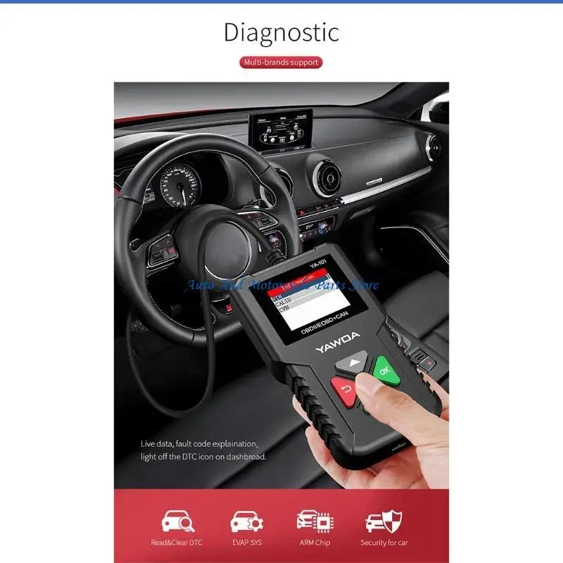 P9FD ماسح ضوئي تشخيصي للسيارة، قارئ رمز خطأ محرك السيارة، أداة فحص السيارة