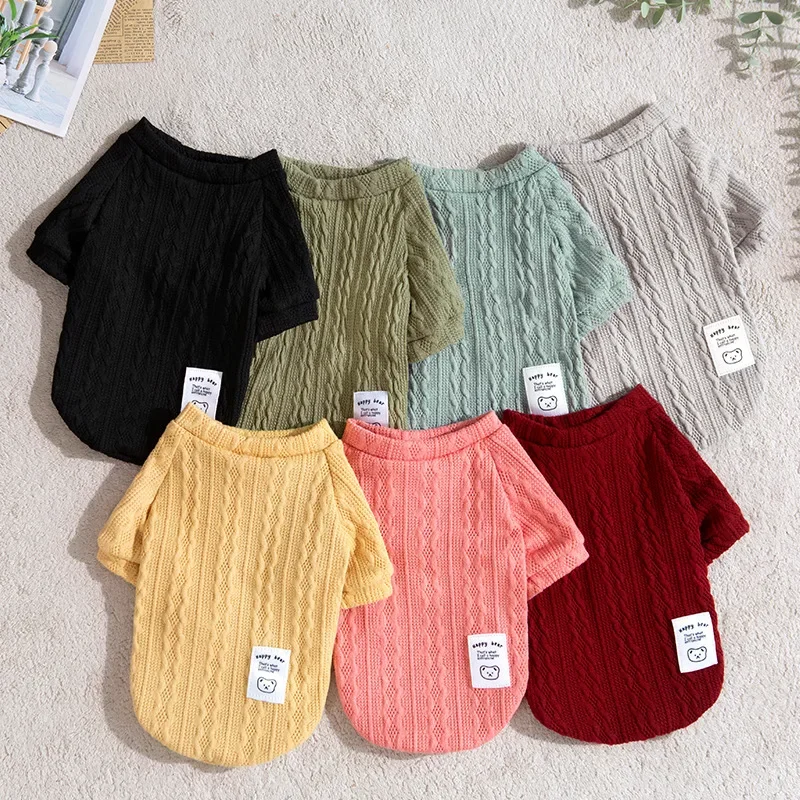 Solid Cozy Cat & Small Medium Dog Knit Sweaters Warm Autumn Winter Pet Wear - Factory Direct Wholesale