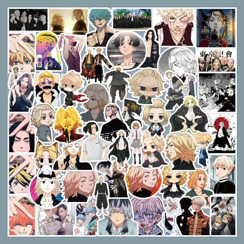 10/60pcs Tokyo Seeks Revenge Anime Stickers DIY Laptop Skin Draken Manjiro Sano Sticker Pack Cute Phone Case Kawaii Packaging