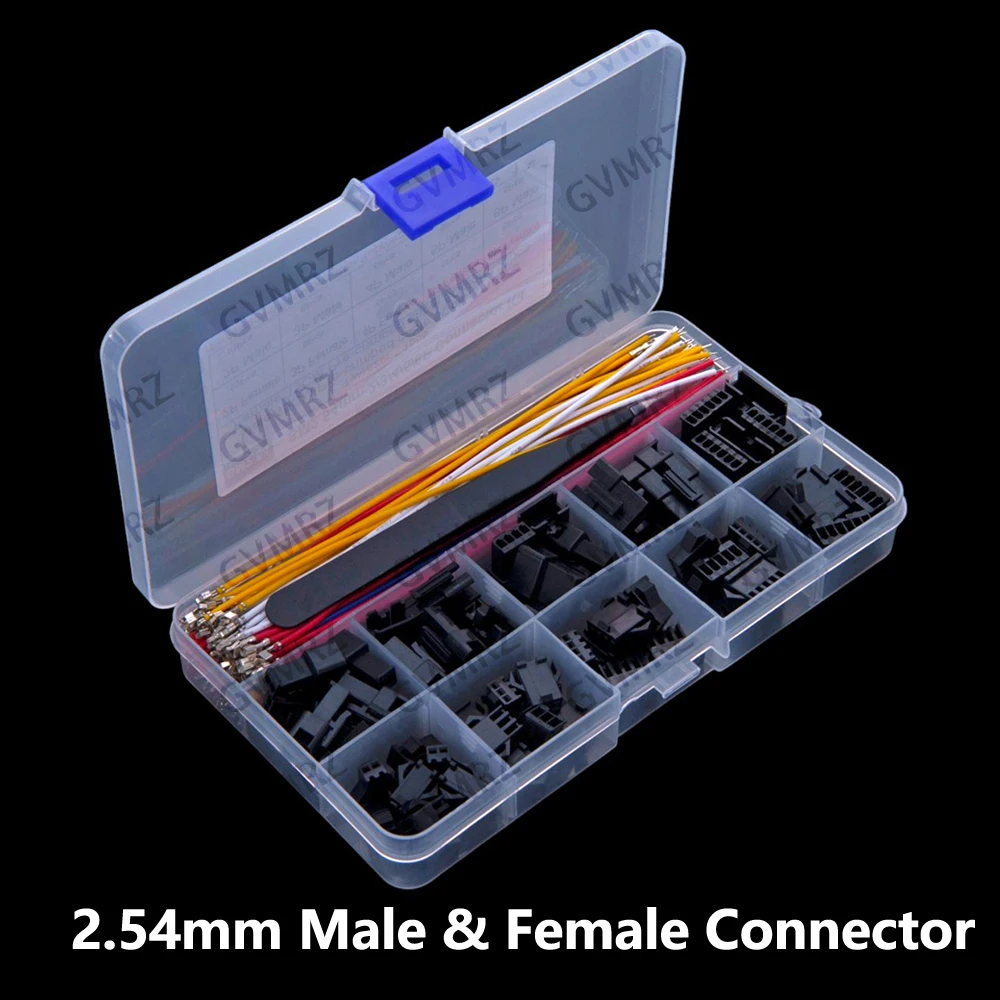 JST SM 2.54mm Male & Female Connector Kit with 22AWG Pre-Crimped Wire SM2.54 2/3/4/5/6 Pin Housing Adapter Cable Connector 6P 5P