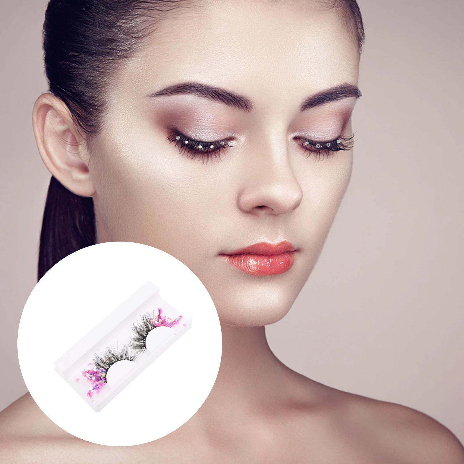 

Women Fake Eyelashes Glitter Sequin Fiber Luminous False Fluorescent Extensions Party Club Date Night Stand Out Fast