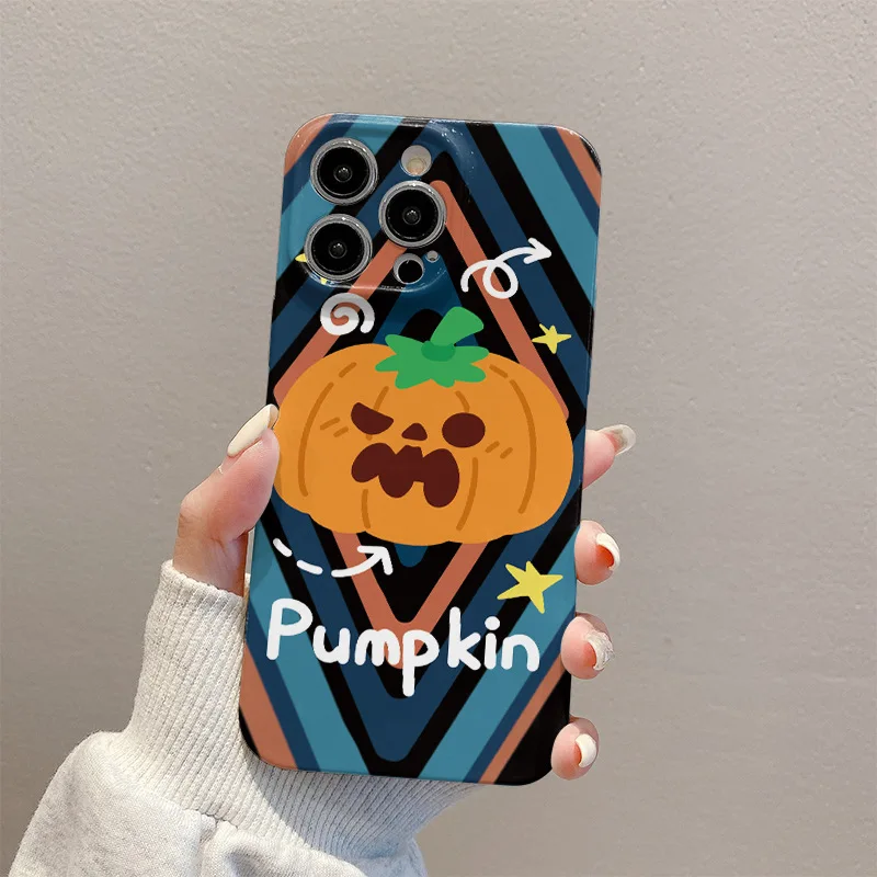 Halloween Cartoon Pumpkin Phone Case, Suitable for Apple iPhone 15 Plus 14 13 Pro Max, New Film Protective Back Cover