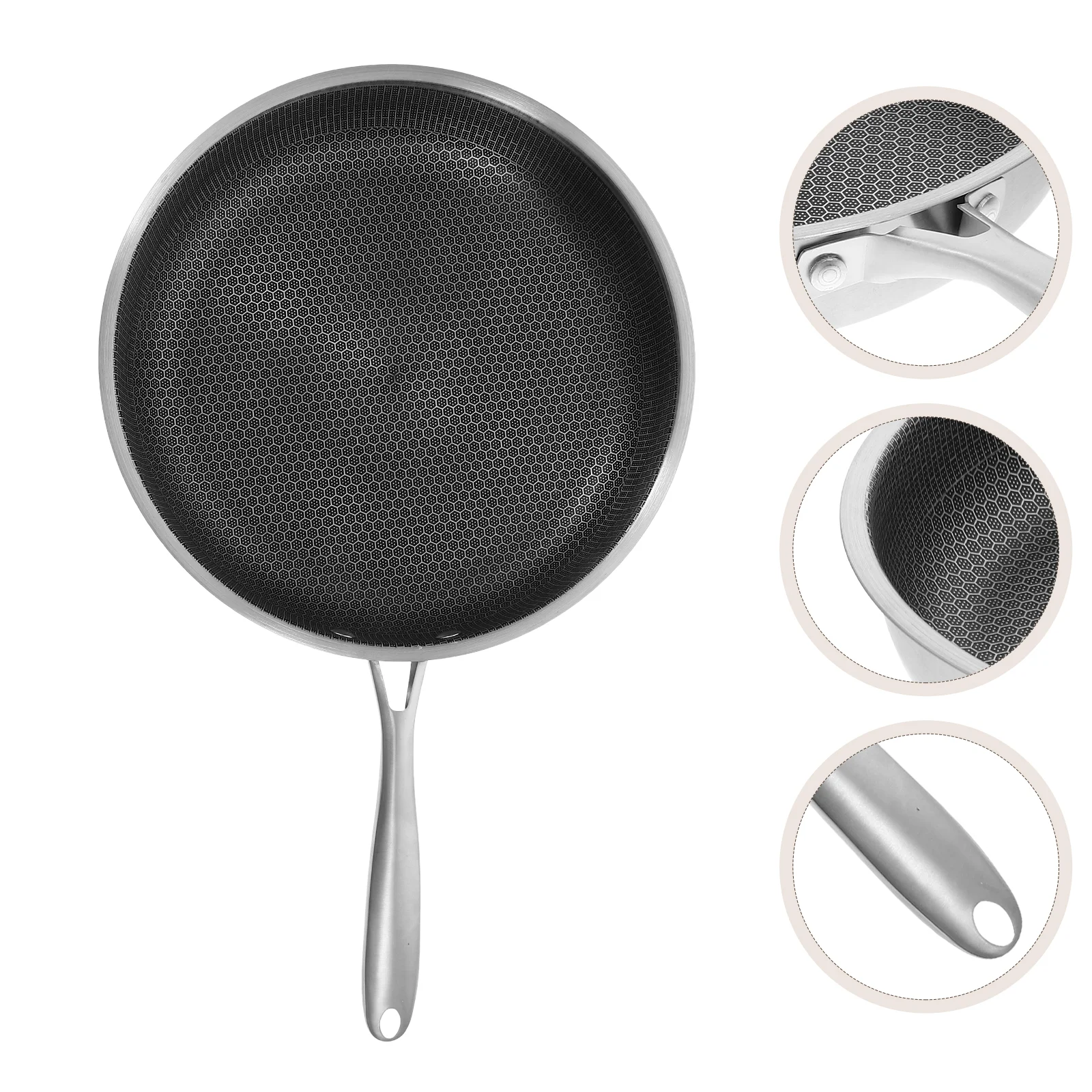 

Stainless Steel Wok Pans Honeycomb Frying Egg for Outdoor Cooking Flat Non-stick Work Skillet