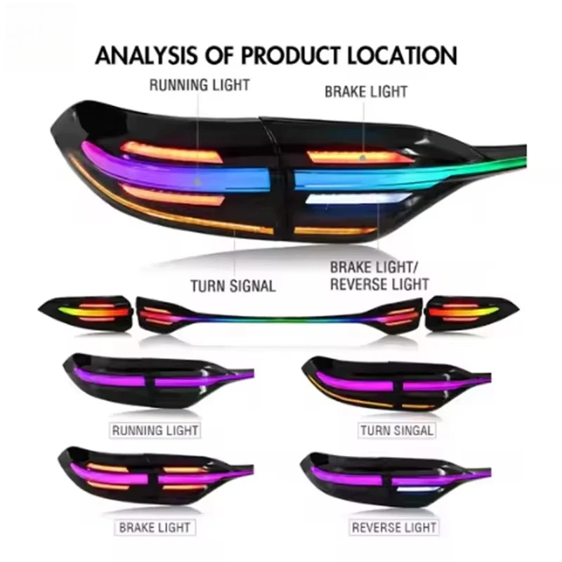 YU GUANG for Corolla 2019 2020 2021 2022 Car Accessories Rear Light Upgrade LED Taillights Through Style Taillights RGB