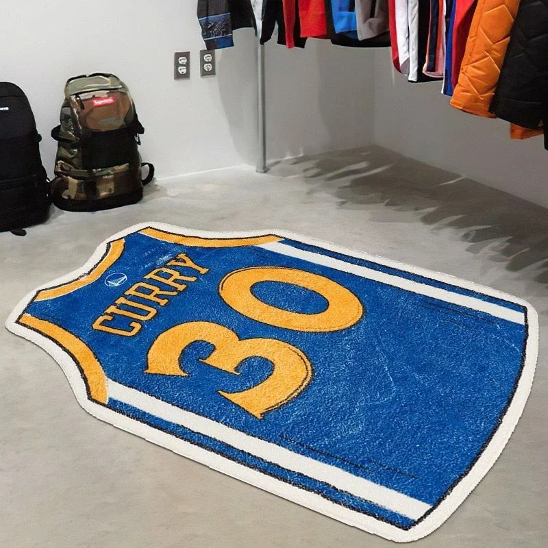 VIKAMA Basketball Area Rugs for Entryway Jersey Shape Mat Indoor,Basketball Sports Anti-Slip Rug For Men Boys Bedroom Home Decor
