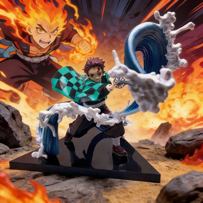 

Anime Flame Hero Tanjiro Kamado GK Figure Water Breathing Scene Anime Collectible Model Desktop Decoration Statue