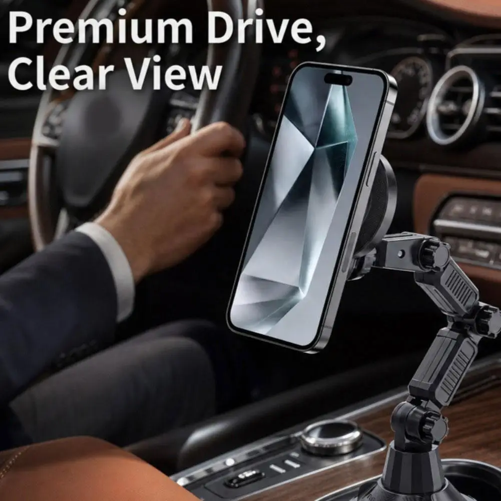 Magnetic Phone Holder Installation of Water Cup in Car for Magsafe IPhone 16 15 14 13 12 Samusng Xiaomi 360° Rotation Cell Mount