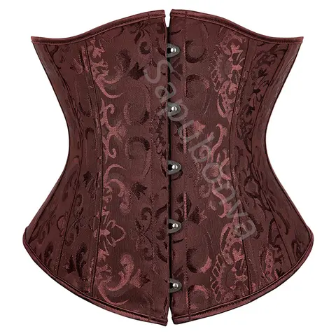Sapubonva 블랙 코르셋 Underbust 탑 플러스 사이즈 새틴 허리 Cincher 섹시한 고딕 운동 코르셋 란제리 Korsett 여성 화이트 레드