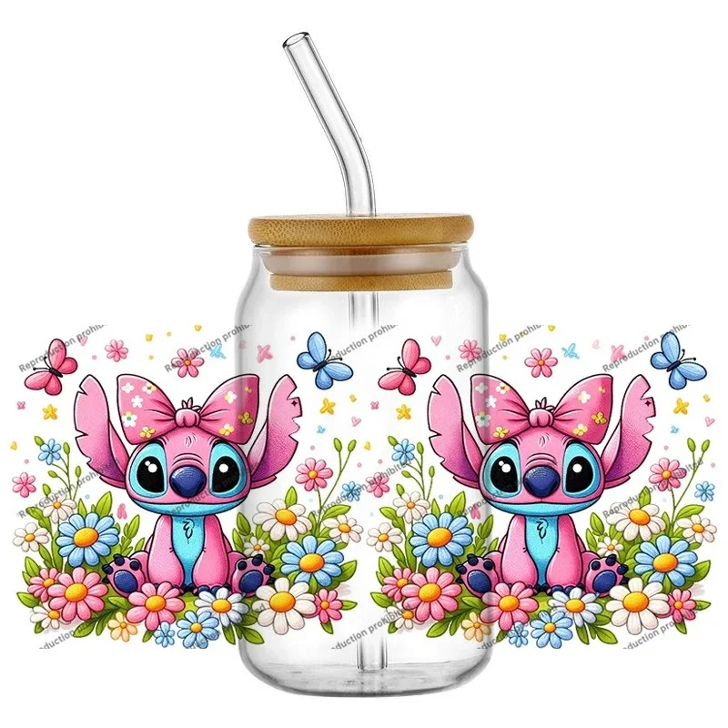 Cartoon Floral Pattern 16oz Cup Wrap Cool Personalize Transfer Sticker Custom Label DIY Logo Self‑Adhesive Waterproof