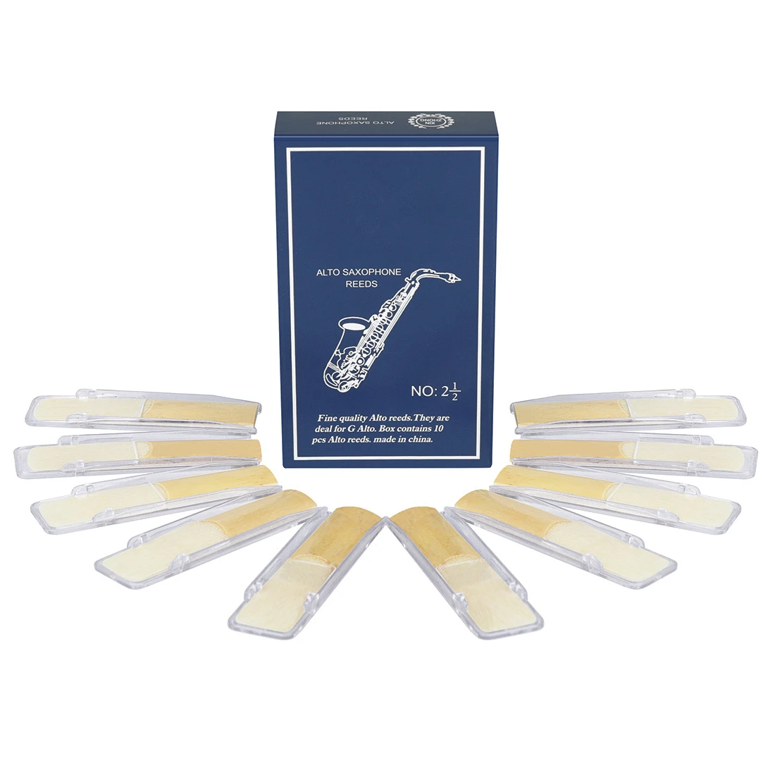 10 Pcs Eb Alto Saxophone Reeds 2.5 Strength Vibration Sound Producing Thin Tip Structure Cane Durable Parts For Alto Sax