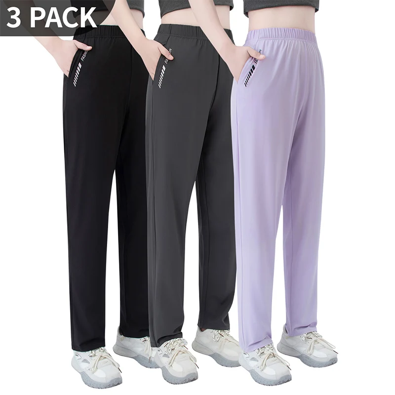1/3-Piece Set Of Women's Straight Leg Pants In Solid Color For Spring And Summer Girls Casual Sporty Comfortable And Fashionable