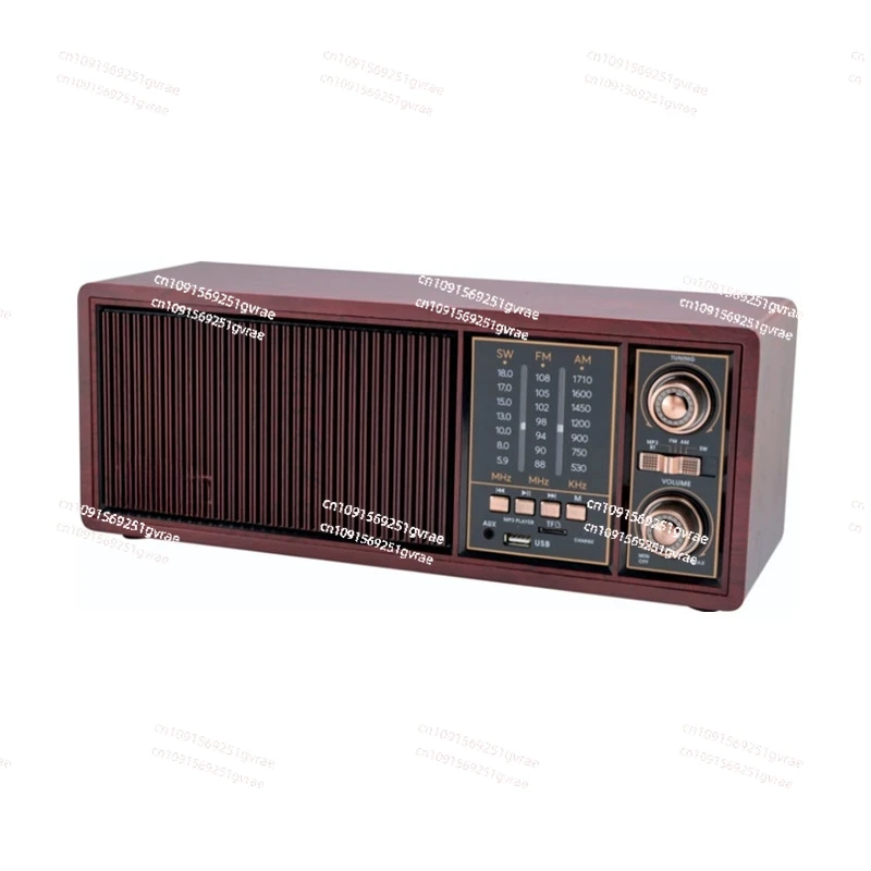 Retro and Nostalgic Desktop Radio FM Medium Wave Short Wave Bluetooth Speaker Card Audio Wood Grain New Model