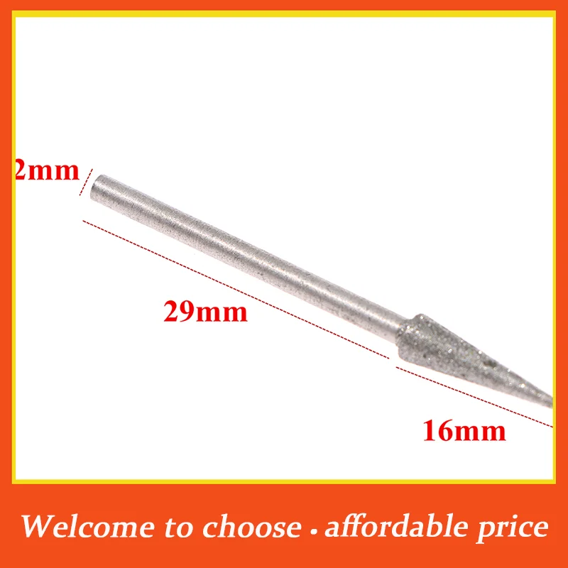 VP 6Pcs new 1-4mm Diamond Grinding Head Needle Bits Burrs Engraving Carving Tool 2.35mm