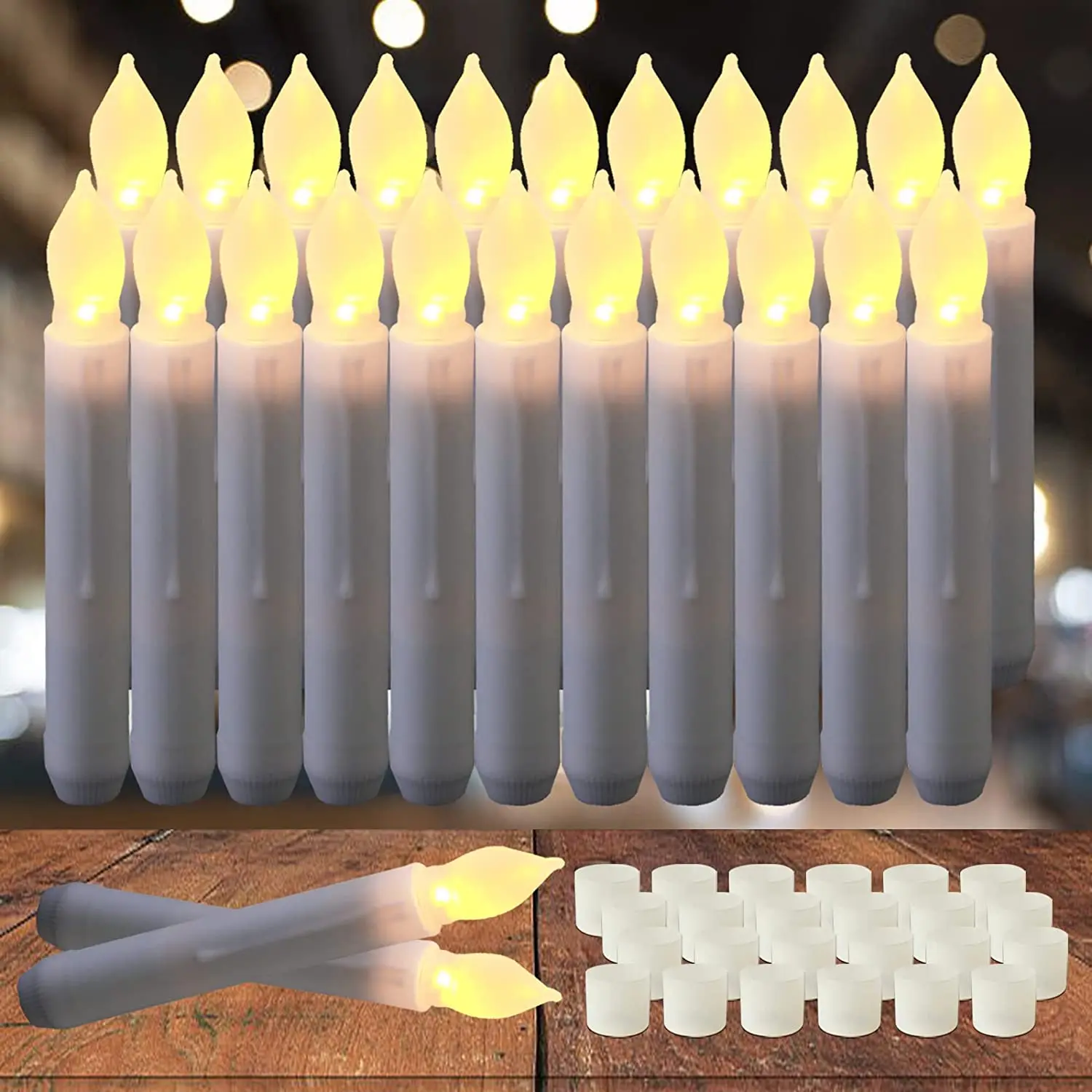 12PCS LED Flameless Electronic Candle Light Battery Operated Candles Taper Tealight LED Night Light For Christmas Wedding Decor