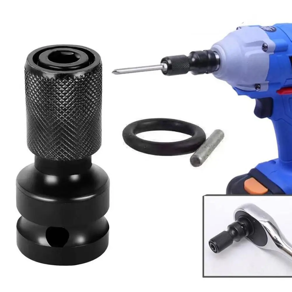 1/2 Inch Square To 1/4 Inch Hex Impact Wrench Adapter Steel Socket Bit Converter Quick Release Drive Adapter For Electric Drill