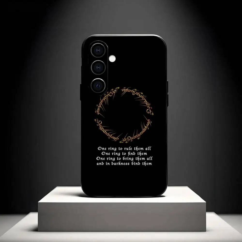 حافظة هاتف بشعار L-Lord of the R-Rings لهاتف سامسونج جالاكسي A73، A72، A71، A70، A53، A52، A51، غلاف أسود ناعم آخر