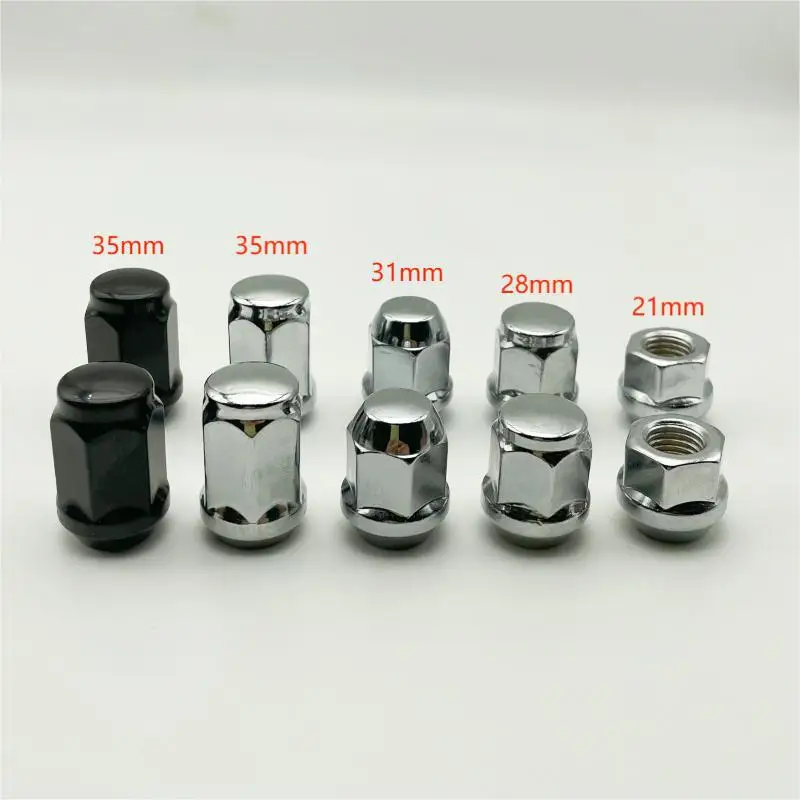 Cone-shaped modified extended tire bolt flange nut solid high-rust-resistant car wheel hub nut M12*1.5*35*19 M14*1.5*35*19