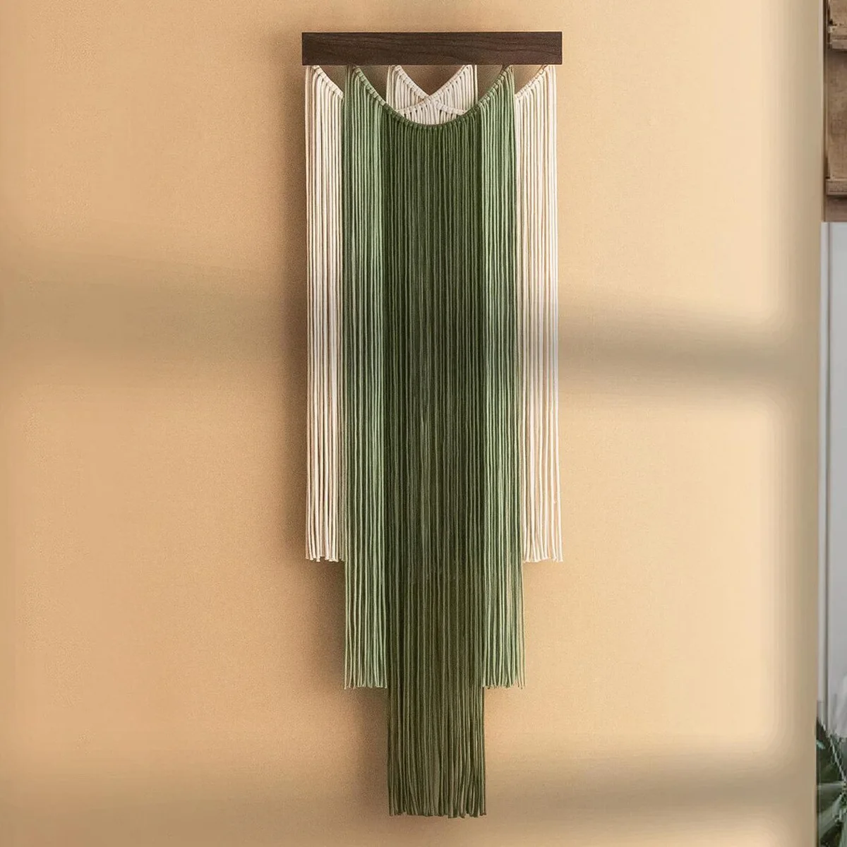 Long Handwoven Tapestry Wall Hanging Decorative Background for Hotels And Homestays Wooden Board Tassel Rectangle Japanese Style