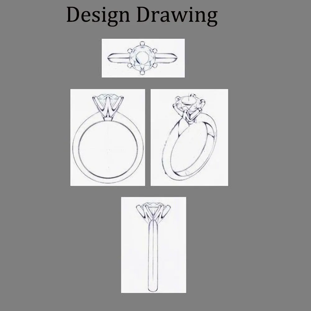 1-3ct Classic Six-Prong Solid Fixed Ring Setting, S925 Sterling Silver Material, Simple DIY Ring Accessory