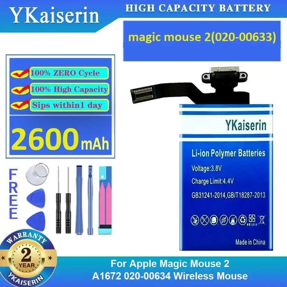 

Wireless Mouse Battery 2600Mah For Apple Magic 2 A1672 020-00634 020-00633