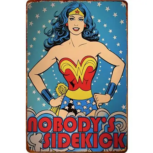 Vintage-Metallschild, „Nobody's Sidekick“ Metall-Wanddekoration