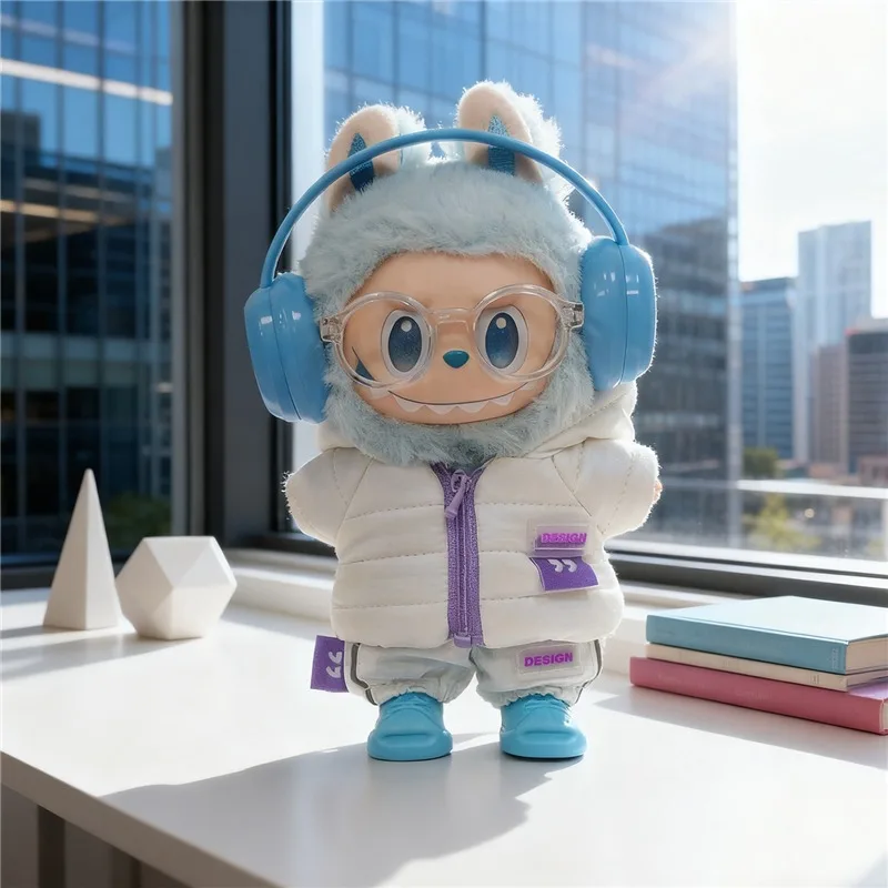 ل 15 17 سنتيمتر Labubu دمية الشتاء أسفل سترة مع أحذية الجينز الزي الكامل الملابس أسفل السترات الليزر Skiwear موضة الملابس #3