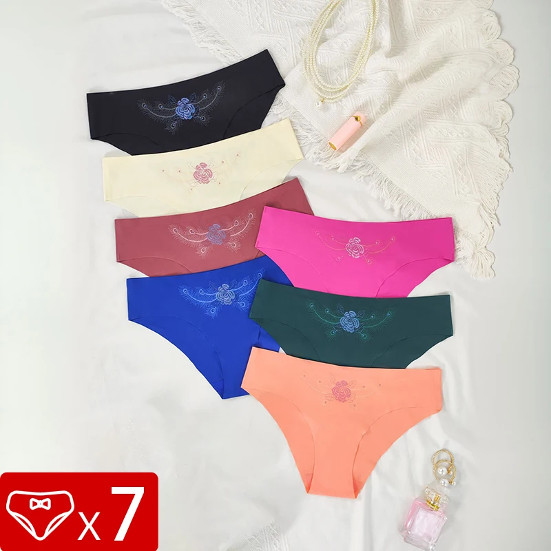 7pcs Multi Color Low Rise Ladies Briefs New Style Comfortable Breathable Women's Panties Solid Female Underpants Intimate Linger