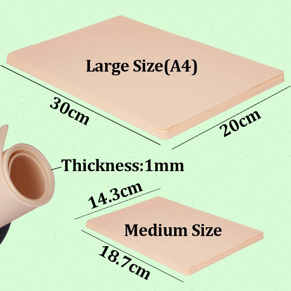 Professional Tattoo Practice Skin Large/Medium Silicone Fake Skin Double-Side Leather Skin Permanent Makeup Tattoo Training Skin