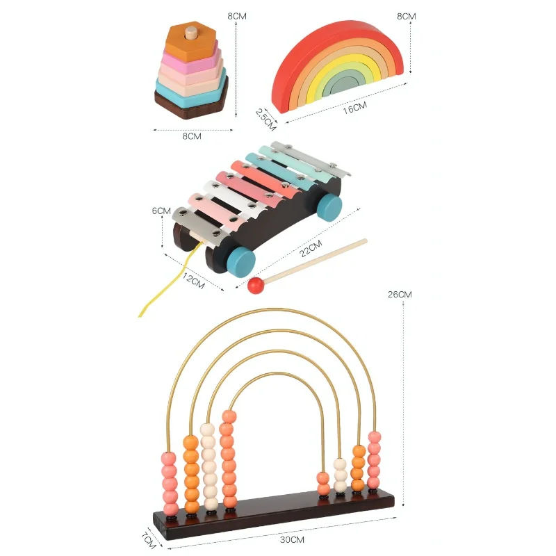Montessori Pädagogisches Spielzeug Sets Bogen Brücke Regenbogen Bausteine Konto Für Kinder Zählen Instrumente Stapeln Spiel