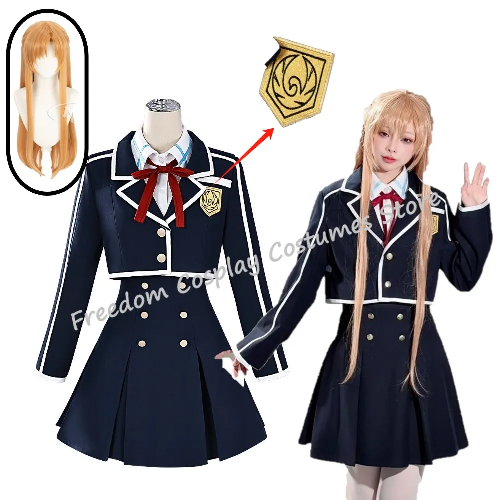 

Yuuki Asuna Cosplay Costumes wig Shirt School Uniform Anime Sword Art Online Role Play Halloween Carnival Party Outfit For Women
