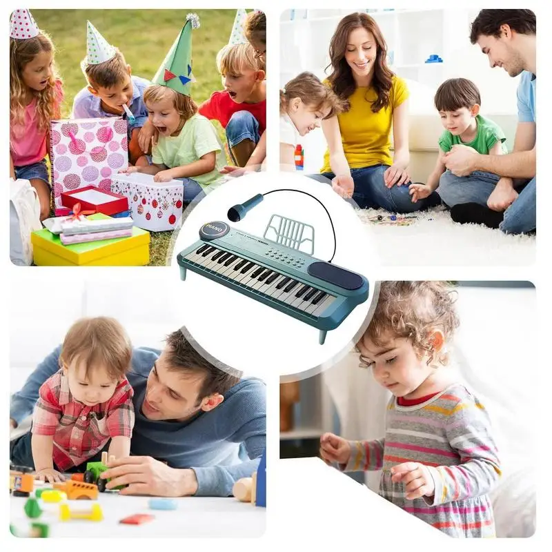 Teclado de Piano para chico, teclado de música de 37 teclas, juguete interactivo de aprendizaje, teclado de Piano, juguete para niños con micrófono para Earl