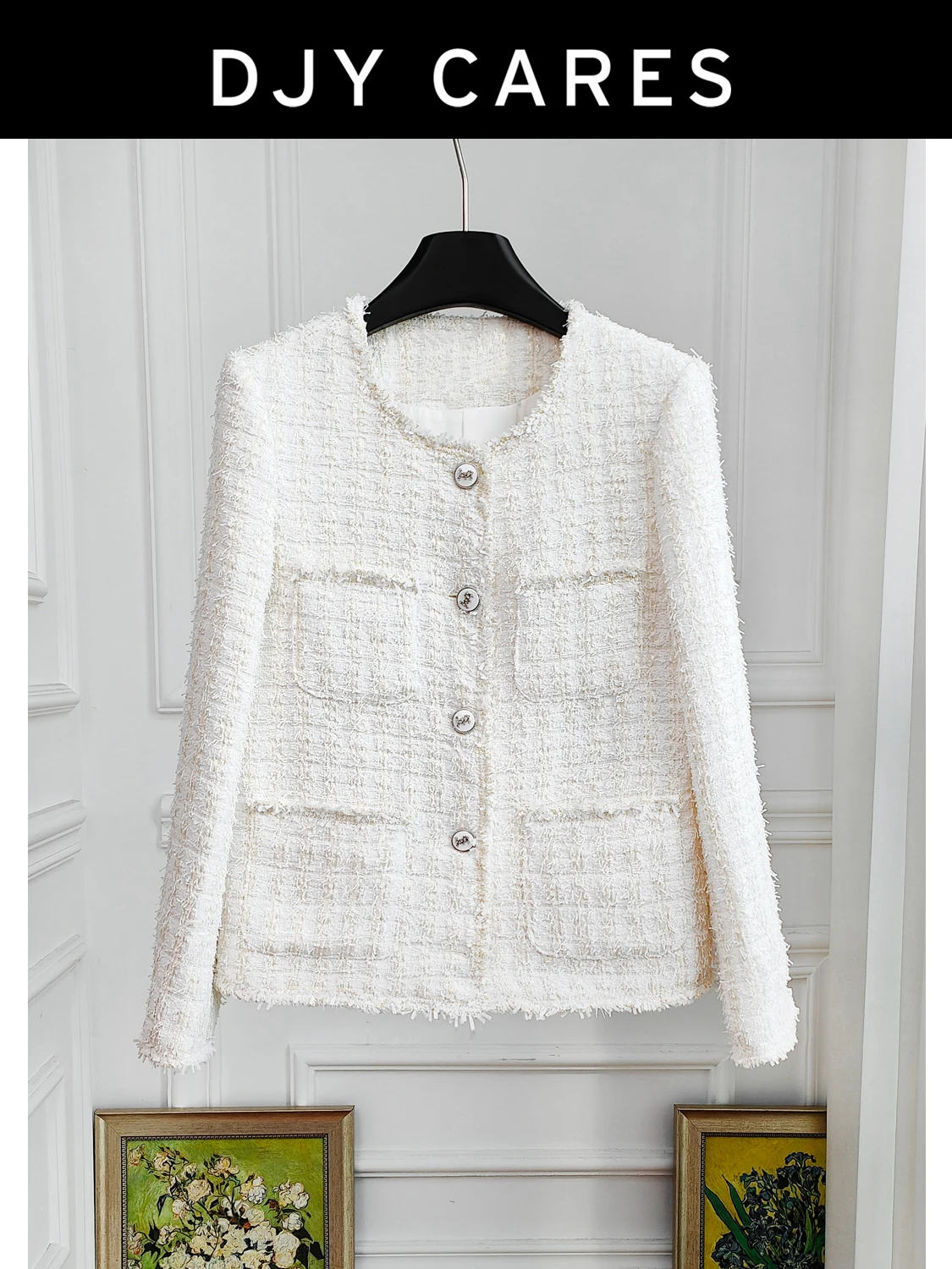 New Coarse woolen heavy-duty pocket design jacket woven tassel socialite top big  size