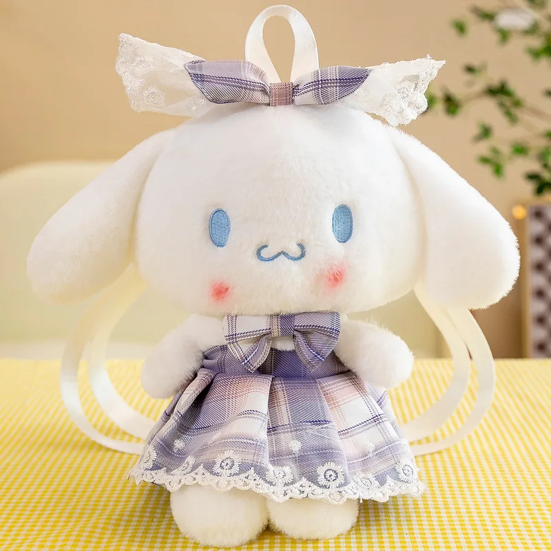 2023 Sanrio Cinnamoroll Plush Doll Backpack New Cute Skirt Kuromi Doll Bag Cartoon Cartoon Soft Bag Large Capacity Bag Girl Gift