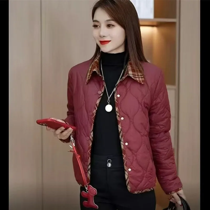

2025 New Light and Thin Down Cotton Jacket Women's Korean Spring Autumn Winter Coat Jacket Warm Windproof Outerwear Female