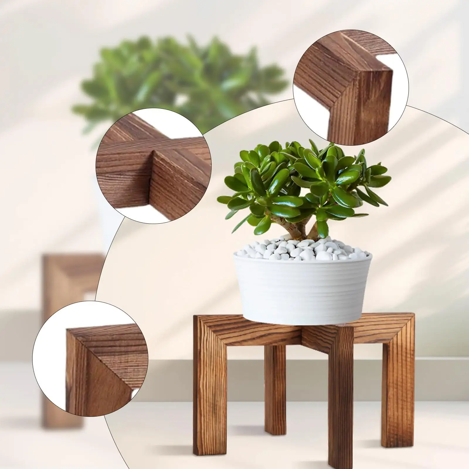 Wooden Plant Stand Storage Rack Bonsai Rack Multipurpose Simple Flower Pot Holder Plant Display Shelf for Balcony, Office