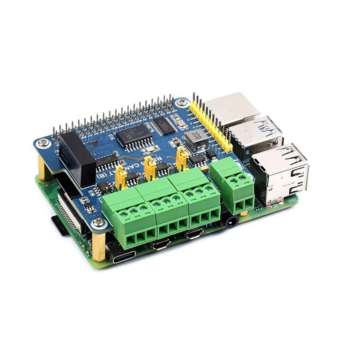 ABEP-For Raspberry Pi 4B Isolated Dual Rs485 Can Interface Expansion Board Gigabit Ethernet Power Isolation Protection