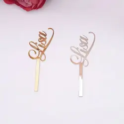 Personalized 6 PCS Small Birthday Letter Cake Toppers Custom Last Name Acrylic Mirror Cake Decoration Party Baby Shower Decor