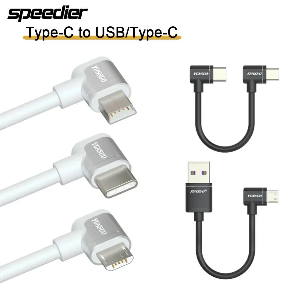 Rodzaj USB-C Mini 5Pin Micro USB z podwójnym kątem 90 stopni krótki kabel ładowania 10cm - 5m dla 5v 1A 2A 2.4A kamera samochodowa