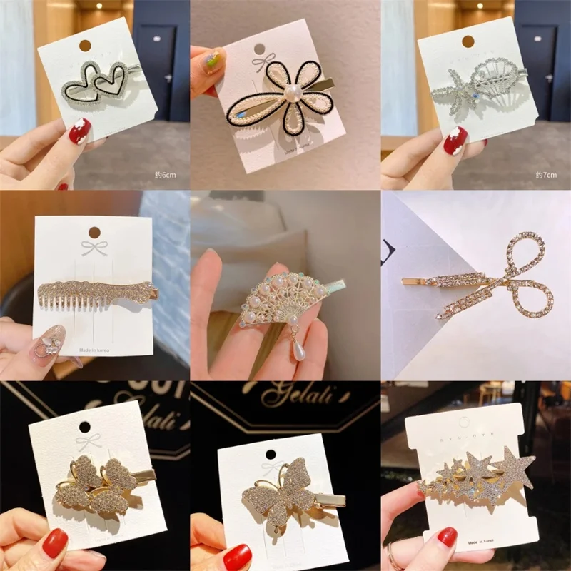 Alloy Rhinestone Hair Pin Women Light Luxury Small Side Hair Clip Korean Version Fashion Girls Hairpin Hair Accessories