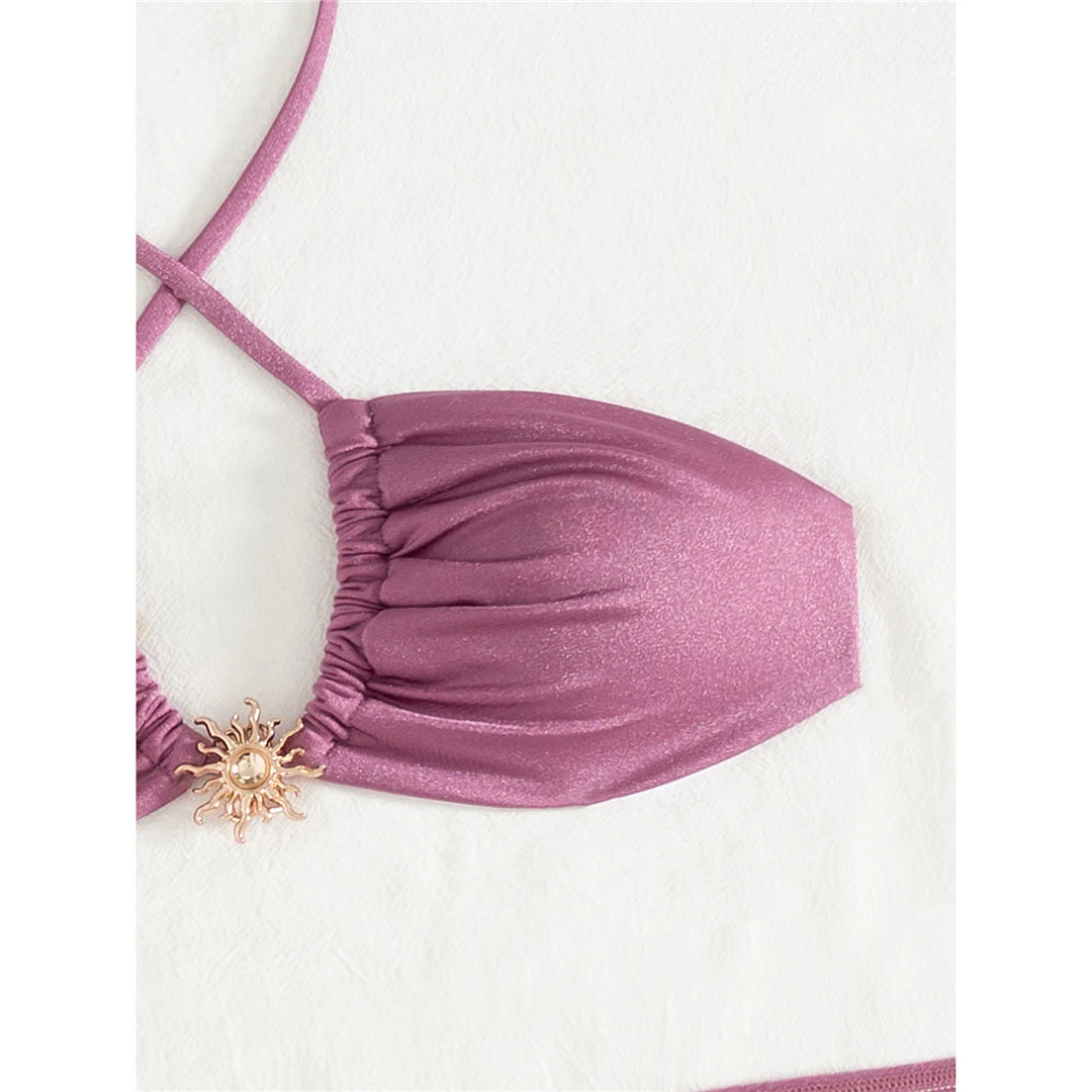 Neuer schwarzer, sexy Bikini mit Rock, Neckholder-Bikini, Damen-Badeanzug, dreiteiliges Bikini-Set, Badebekleidung, Badeanzug, Schwimmbekleidung V6398B – Detail 21