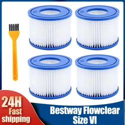 Replacement Swimming Pool Filter Fit for Bestway Flowclear Size VI Filter Cartridge Lay-Z-Spa - Miami Vegas Palm Springs Paris