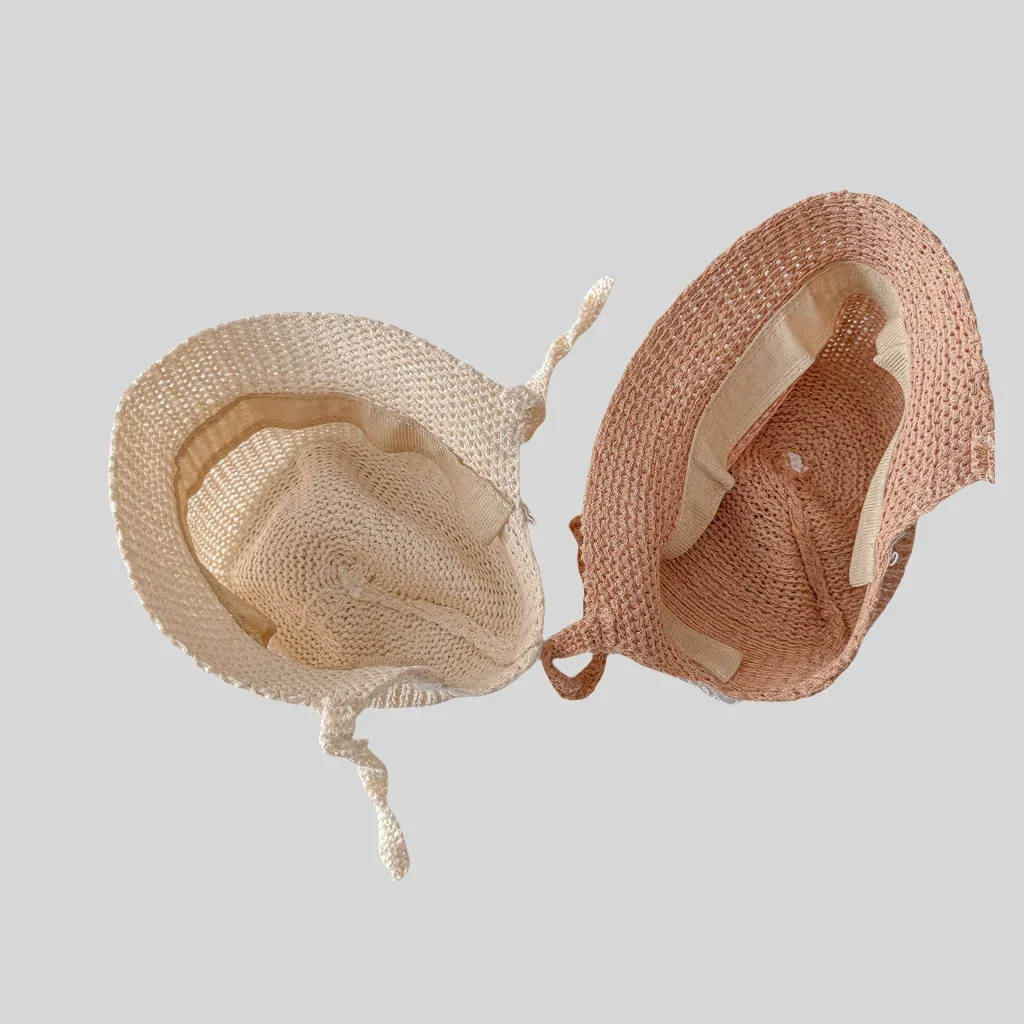 قبعة صياد قطنية مخططة على الطراز الكوري لربيع وصيف 2025 للأطفال الصغار رقيقة قابلة للتنفس وأنيقة للحماية من الشمس