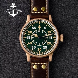 Hruodland F013 Bronze Pilot Watch PT5000 SW200 Sapphire Crystal 100m Waterproof Automatic Mechanical 42mm Retro B-UHR Wristwatch