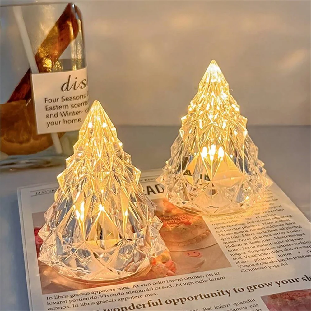 Christmas Tree Iceberg Lights Warm Light Color Crystal Lamp Snowy Mountain Romantic Nightlight LED Home Decor Sleep Light Gifts