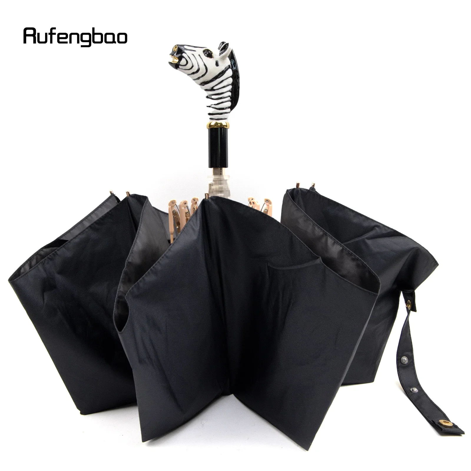 مظلة رجالية بمقبض حمار وحشي، مظلة أوتوماتيكية، قابلة للطي للحماية من الأشعة فوق البنفسجية، مظلة مقاومة للرياح للأيام الممطرة والممطرة