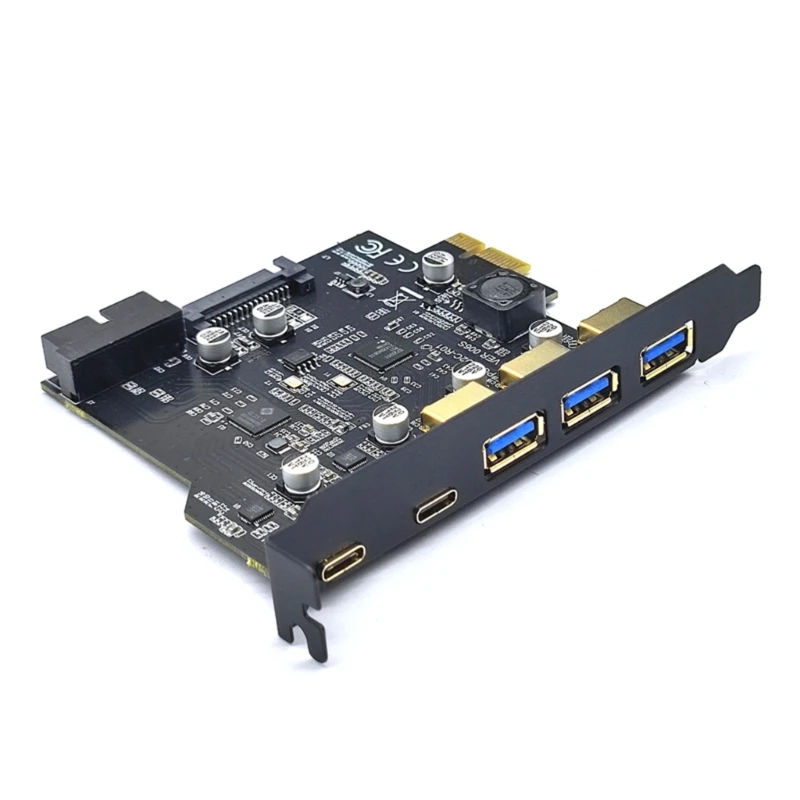 896F Next-Gen Type-C USB 3.2 Gen2 PCI-E Board with 5-Port Hub and Internal Connector - Expand Your PC Capabilities