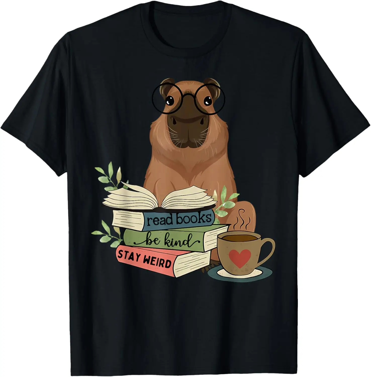 

Capybara Glasses Reading Books Capybara Nerd Bookworm T-Shirt