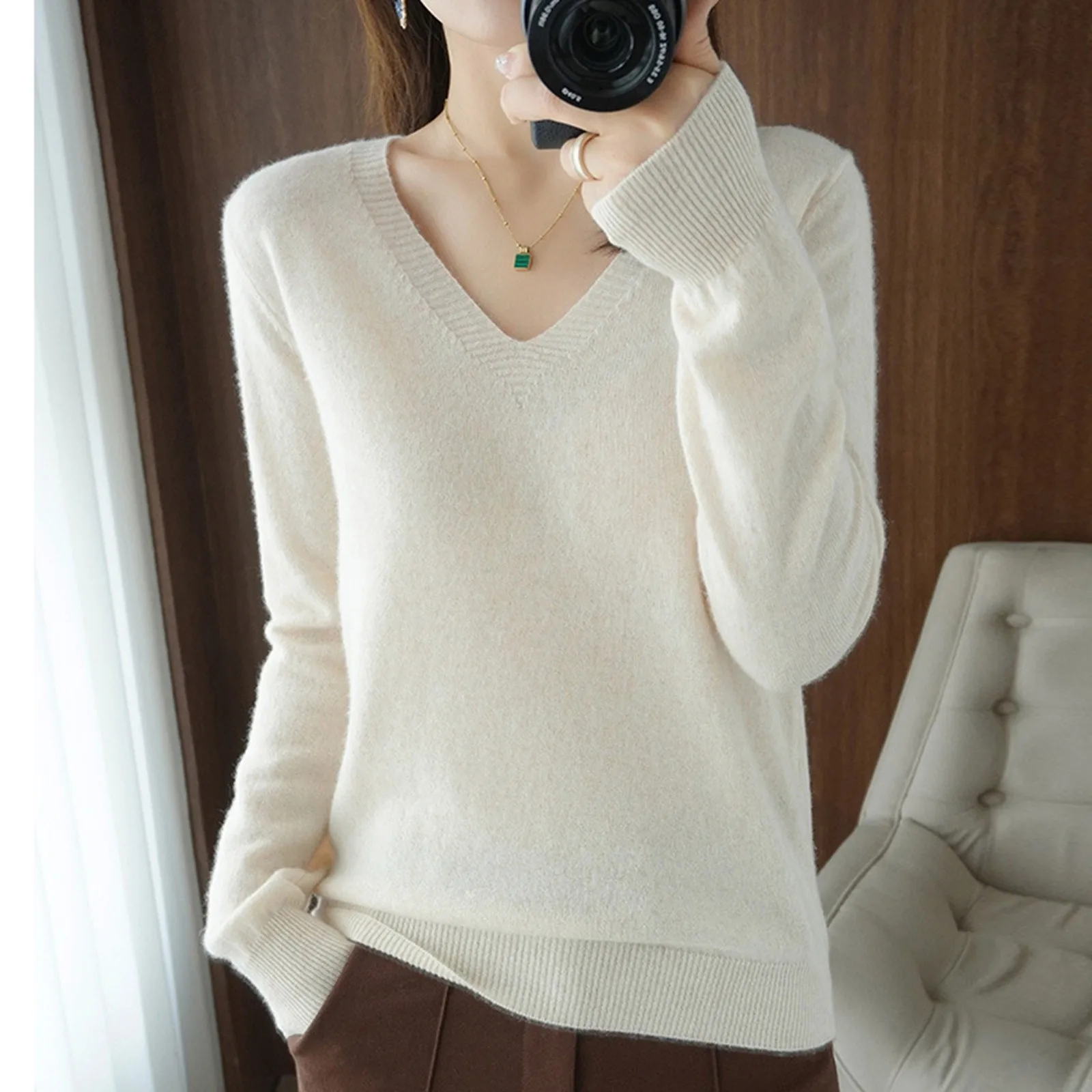 

Women Sweater O-Neck Autumn Winter Basic Pullover Warm Casual Pulls Jumpers Korean Long-Sleeved Solid Knitwear Bottoming Shirt