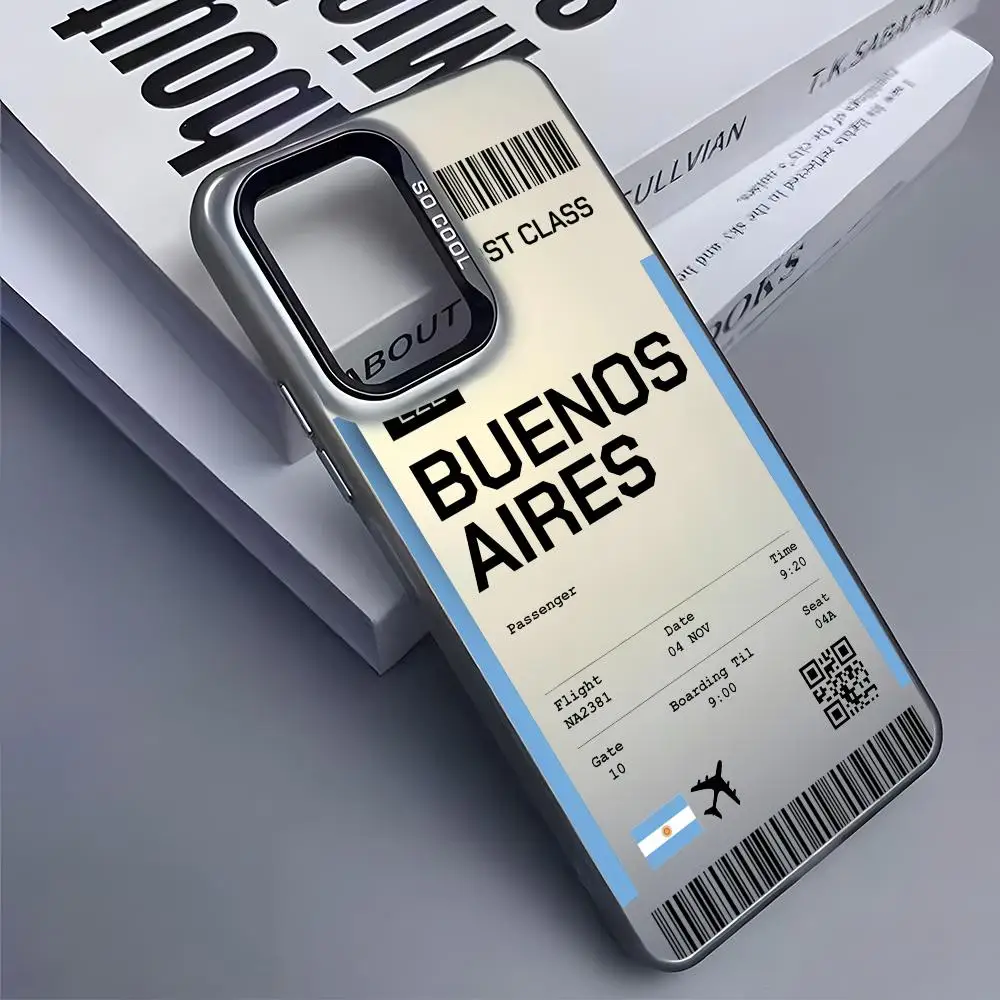 الأرجنتين طائرة تذكرة جراب هاتف لسامسونج غالاكسي S25 S24 S22 S23 الترا S21 S23 زائد 5G لامعة غطاء من البولي يوريثان للصدمات Funda